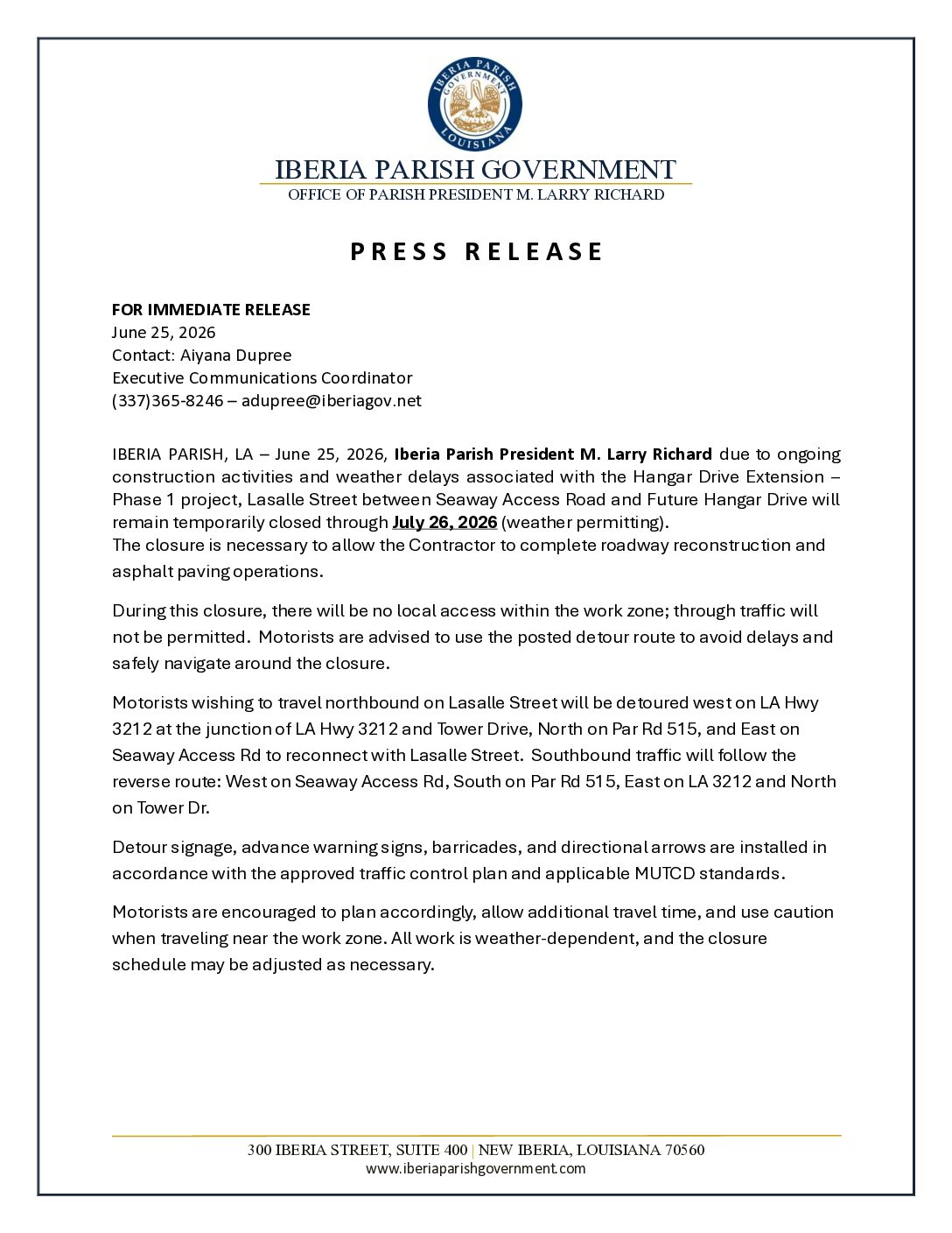 Lasalle Street Rd Closure